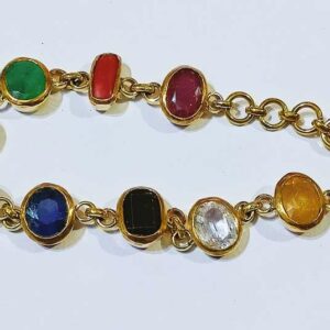 Certified Navratna Bracelet Natural Stones in Panchdhatu - Image 4