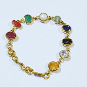 Certified Navratna Bracelet Natural Stones in Panchdhatu - Image 5