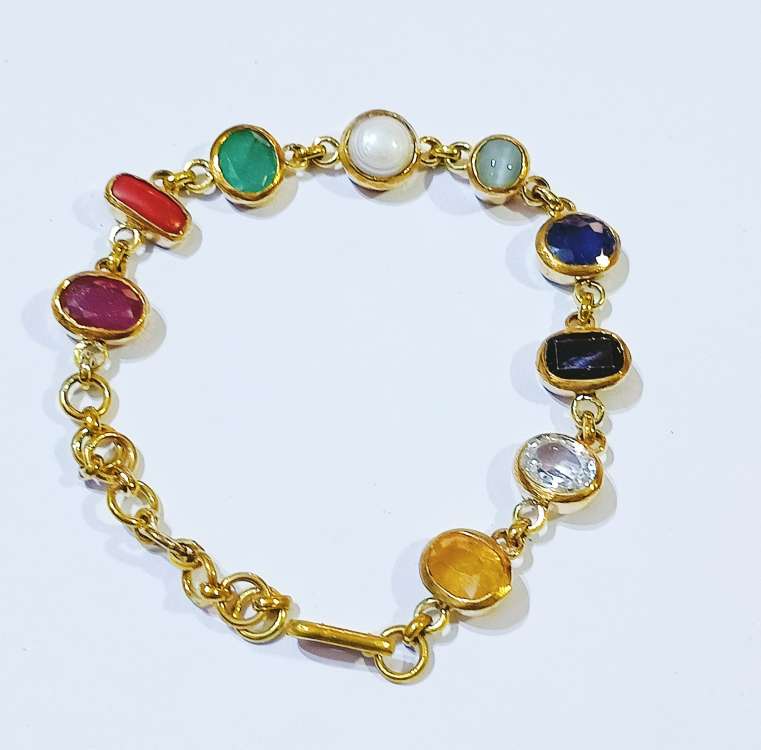Natural Semi Precious Navratna Gemstone Bracelet, For Daily Wear at Rs  451/piece in Jaipur