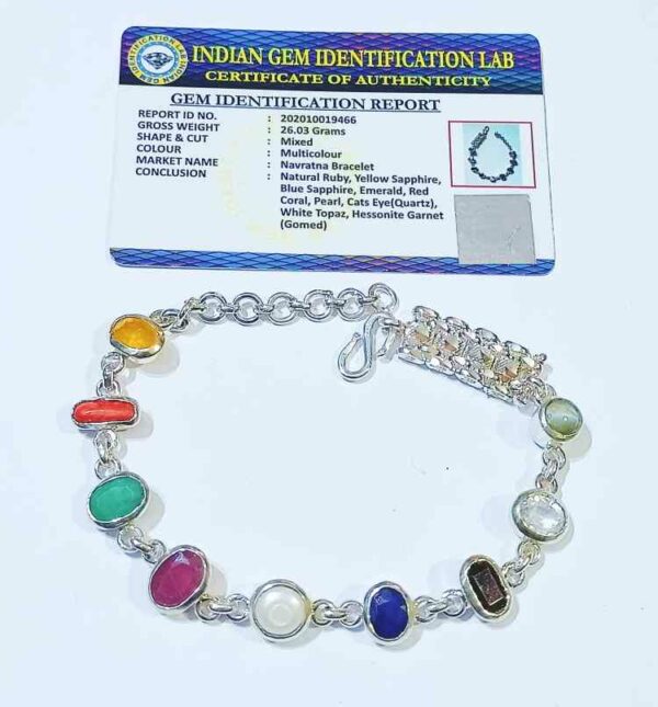 Details about   Nine Gem stone Bracelet in Silver astrological gems navratan braclets nine stone 