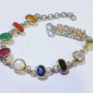 Genuine Navratna Bracelet Natural Stones in Silver Certified Navratan - Image 2