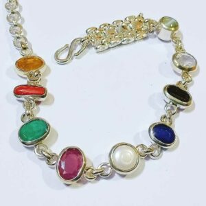 Genuine Navratna Bracelet Natural Stones in Silver Certified Navratan - Image 3
