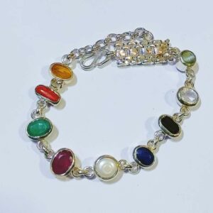 Genuine Navratna Bracelet Natural Stones in Silver Certified Navratan - Image 4