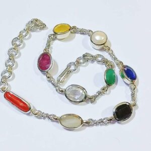 Navratna Mala For God Idols - Natural Stone in Silver Certified Navratan - Image 2