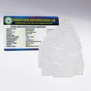 Original Indian Sphatik Shree Yantra & Certified 276 Gram - Image 1