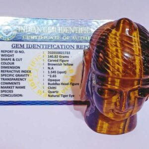 Original Tiger Eye Buddha Head Statue (Idol) 140 Gram & Lab- Certified - Image 2