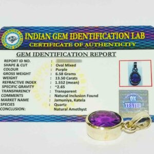 Abhimantrit Natural Amethyst in silver locket 13.5 Carat & Lab- Certified - Image 2