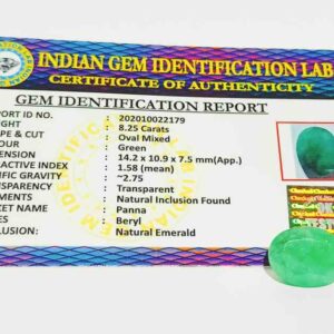 Abhimantrit Panna Stone (Emerald) Oval shape & Lab Certified - 8.25 Carat - Image 2