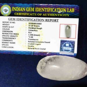 Abhimantrit Indian Sphatik Shiv Lingam & Lab Certified 37 Gram - Image 2