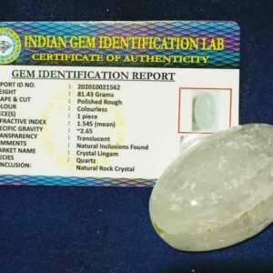 Abhimantrit Indian Sphatik Shiv Lingam & Lab Certified 81 Gram - Image 2