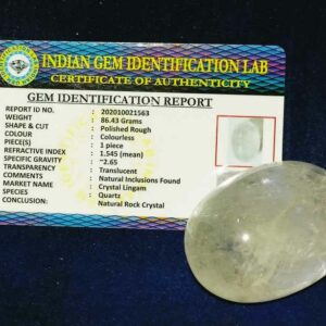 Abhimantrit Indian Sphatik Shiv Lingam & Lab Certified 86 Gram - Image 2