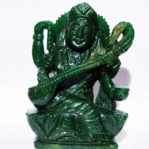 Genuine Green Aventurine Saraswati ji Idol Abhimantrit & Certified 970 Gram - Image 1