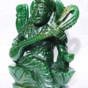 Genuine Green Aventurine Saraswati ji Idol Abhimantrit & Certified 970 Gram - Image 4