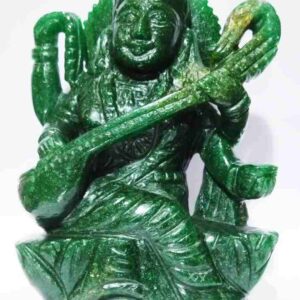 Genuine Green Aventurine Saraswati ji Idol Abhimantrit & Certified 970 Gram - Image 3