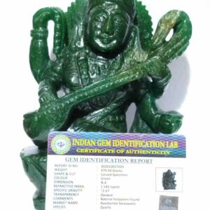 Genuine Green Aventurine Saraswati ji Idol Abhimantrit & Certified 970 Gram - Image 5