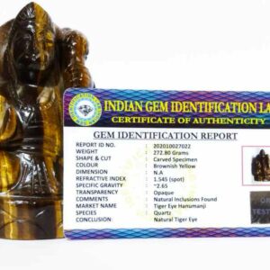 Natural Tiger Eye Hanuman ji Idol Abhimantrit & Certified 270 Gram - Image 2