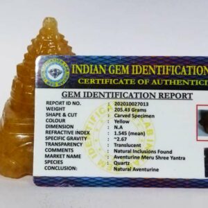 Genuine Yellow Aventurine Meru Shree Yantra Abhimantrit & Certified 205 Gram - Image 2