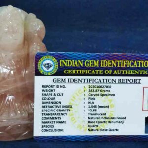 Genuine Rose Quartz ji Hanuman Idol Abhimantrit & Certified 281 Gram - Image 2