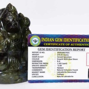 Natural Labradorite Hanuman ji Idol Abhimantrit  & Certified 270 Gram - Image 2