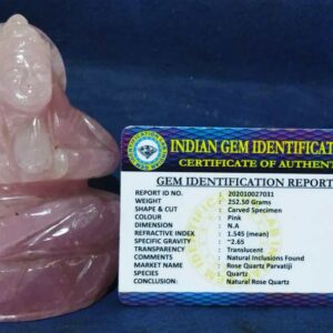 Natural Rose Quartz Parvati Ji Idol Abhimantrit & Certified 251 Gram - Image 2