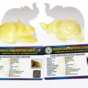 Yellow Aventurine Elephant Figure (2 Pieces) Mantrit (Energized) & Certified 200 Gram - Image 2