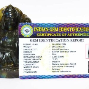 Natural Labradorite Hanuman ji Idol Abhimantrit  & Certified 195 Gram - Image 3