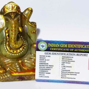 Light Green Aventurine Ganesh ji  Idol Certified & Abhimantrit 401 Gram - Image 2