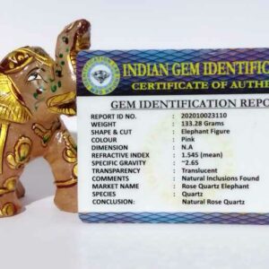 Natural Rose Quartz Elephant Abhimantrit & Certified 133 Gram - Image 2