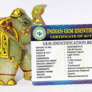 Light Green Aventurine Elephant Figure 221 Gram Abhimantrit & Certified - Image 2