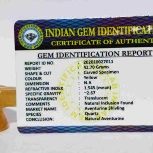 Natural Yellow Aventurine Shivling Abhimantrit & Certified 41 Gram - Image 2