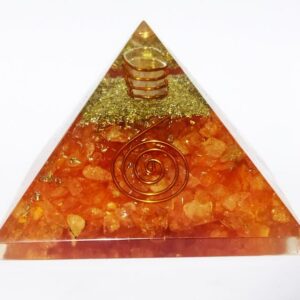 Original Orangish Orgone Pyramid Abhimantrit & Certified 221 Gram - Image 3