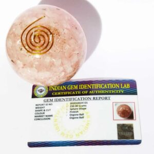 Natural Rose Quartz (Pinkish) Orgone Ball & Certified 221 Gram - Image 2