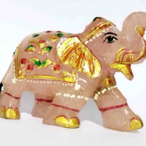 Rose Quartz Elephant Figure Abhimantrit & Certified 111 Gram - Image 4