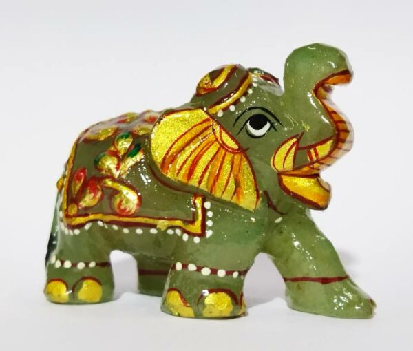 Natural Green Aventurine semiprecious gemstone Elephant statue figurine reiki healing