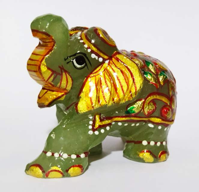 Natural Green Aventurine semiprecious gemstone Elephant statue figurine reiki healing