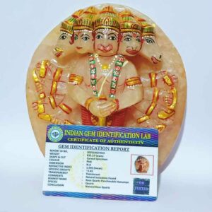 Natural Rose Quartz Panchmukhi Hanuman ji Idol Abhimantrit & Certified 835 Gram - Image 2