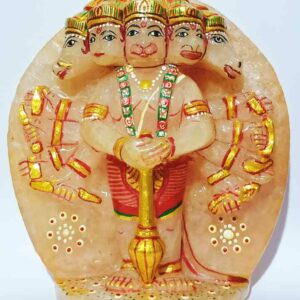 Natural Rose Quartz Panchmukhi Hanuman ji Idol Abhimantrit & Certified 835 Gram - Image 3