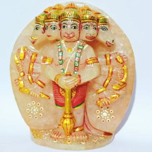 Natural Rose Quartz Panchmukhi Hanuman ji Idol Abhimantrit & Certified 835 Gram - Image 1