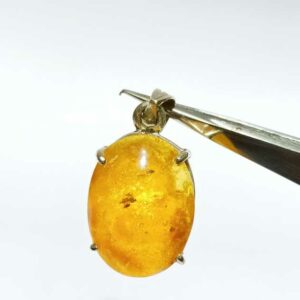 Natural Amber stone 15 carat In Silver Locket - Certified & Abhimantrit - Image 1
