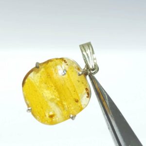 Natural Amber stone 6.25 carat In Silver Locket - Certified & Abhimantrit - Image 2