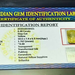 Abhimantrit Srilankan Pukhraj Yellow Sapphire 6 Carat - Origin Tested, Certified - Image 3