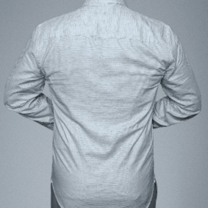Light Blue Horizontal Striped Melange Cotton Shirt Collection for Men - Image 5