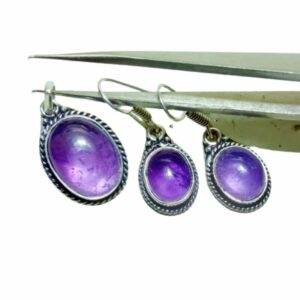 Mantrit (Energized) Amethyst Pendant with Matching Earrings - Image 4