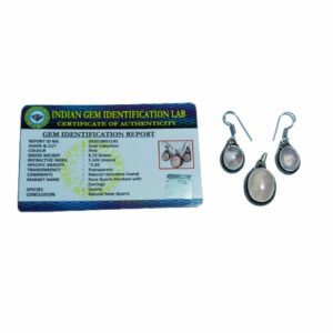 Rose Quartz Stone - Pendent & Earrings, With Certified And Mantrit (Energized) - Image 4