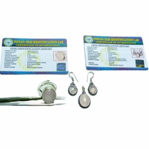Mantrit (Energized) Rose Quartz Stone Jewellery Set - Ring, Pendent & Earrings With Lab Certified - Image 4