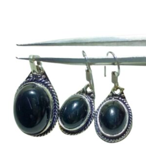 Mantrit (Energized) Black Tourmaline Pendent & Earrings With Lab Certified - Image 5