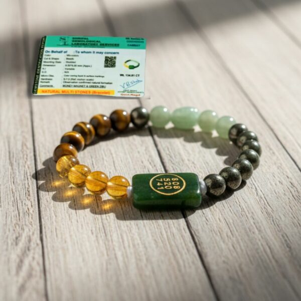 Original Zibu Coin Certified Bracelet With Multi Stone Power Mantrit  (Energized)