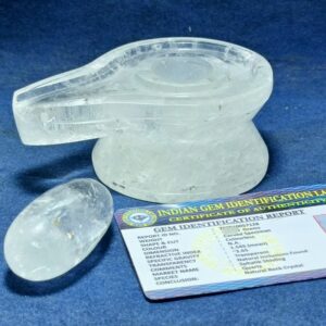 Crystal | Indian Sphatik Shiva Lingam | Shivling for Puja (329 GMS) - Mantrit (Energized) - Image 2